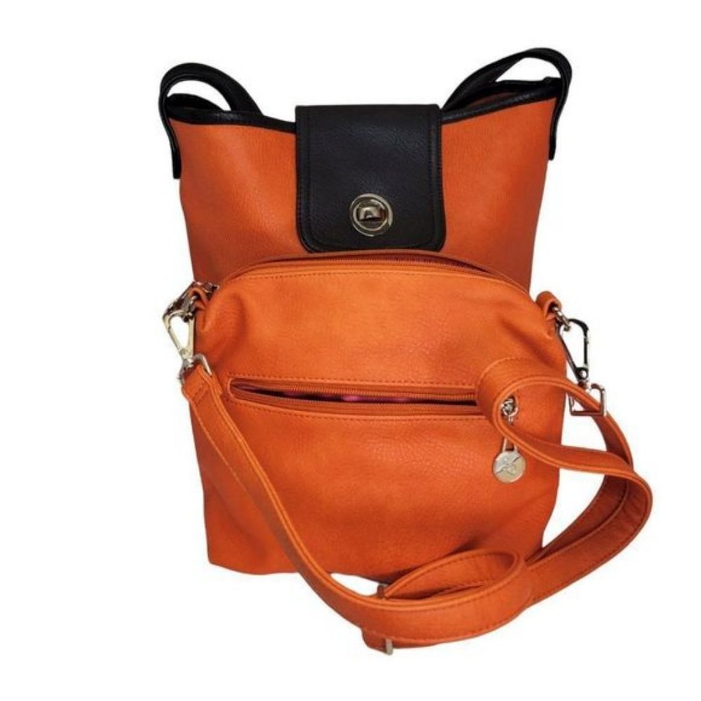 Womens Handbag, Orange Handbag, Large Tote, Large Handbag, Two-In-One Travel Bag